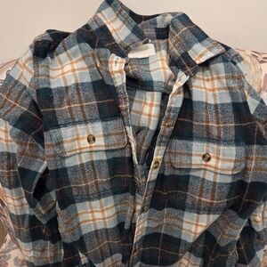 American Eagle Outfitters Teal and Orange Plaid Shirt